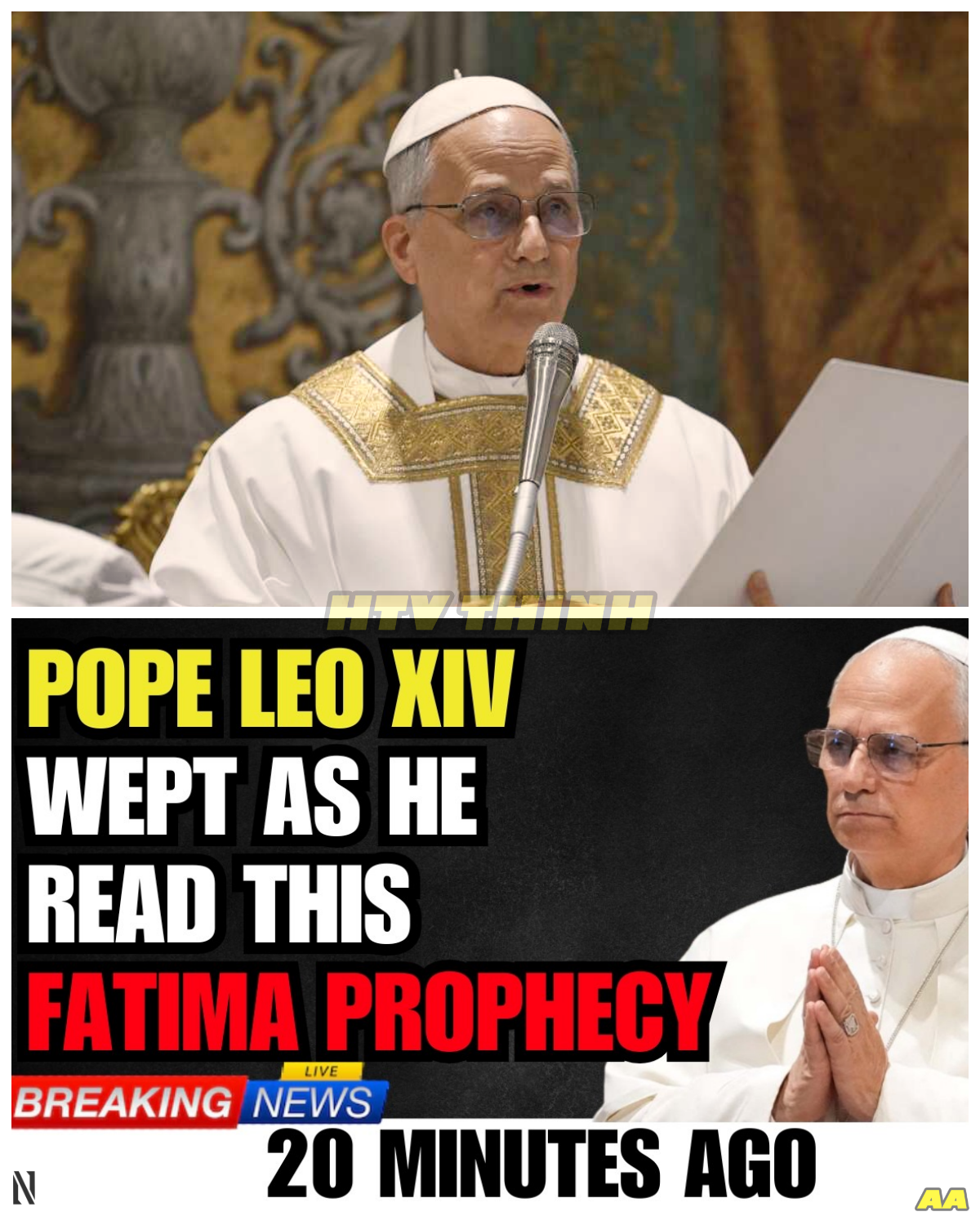 Pope Leo XIV BREAKS DOWN in Tears After Reading the Shocking Fatima Prophecy—The 2026 Chastisement Has Already Begun! 😭📜 In a heart-wrenching moment, Pope Leo XIV wept as he read the Fatima prophecy that predicted a devastating chastisement in 2026. What he read shook him to his core, and now, experts believe the prophecy is starting to unfold before our eyes. The warning, hidden for so long, may now be more real than ever. Could the end times be closer than we think? The chilling truth behind the prophecy is unraveling, and the world is on edge…👇