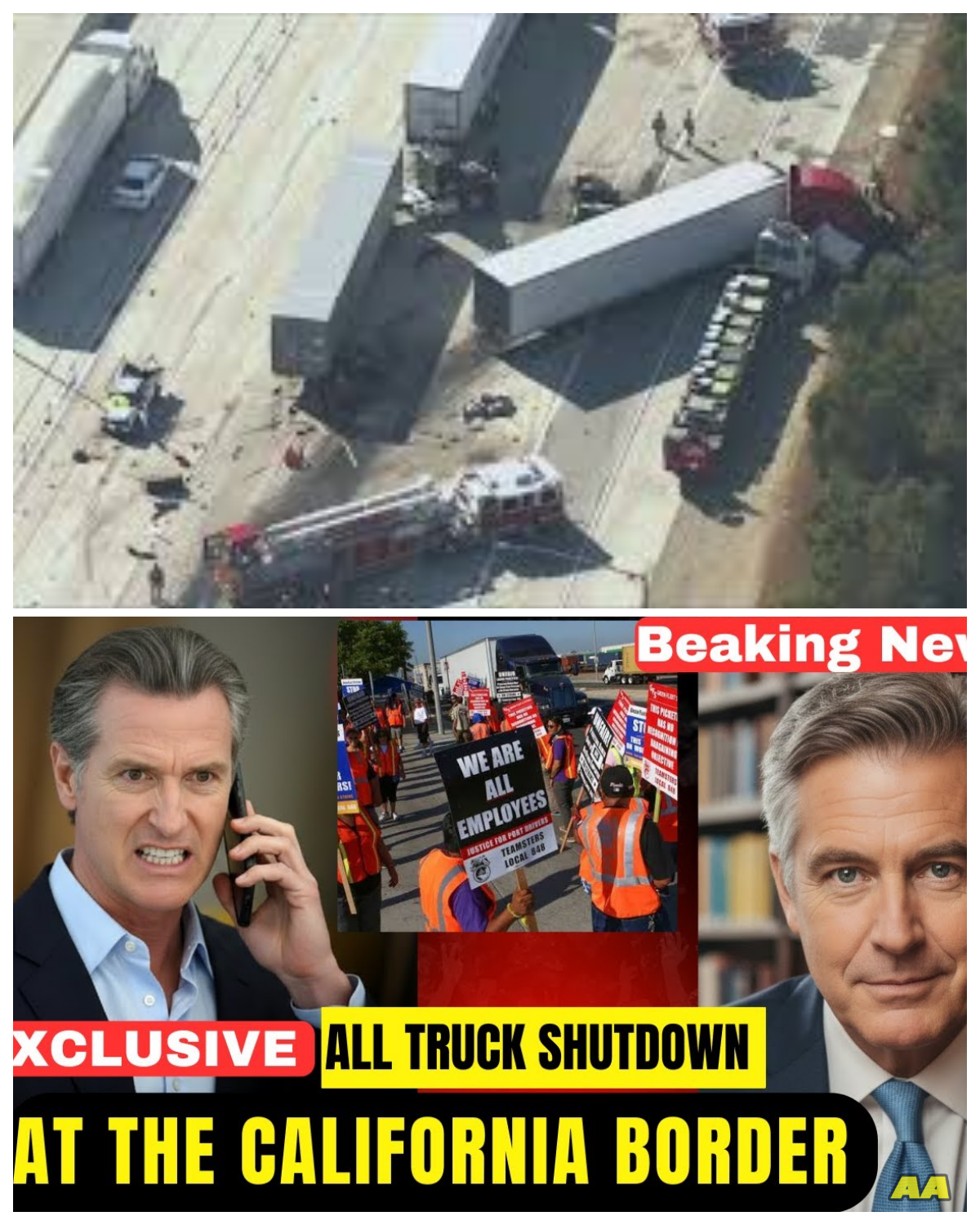 🚨 CALIFORNIA BORDER SHUTDOWN NIGHTMARE: 10,000 TRUCKERS KILL THEIR ENGINES AT ONCE