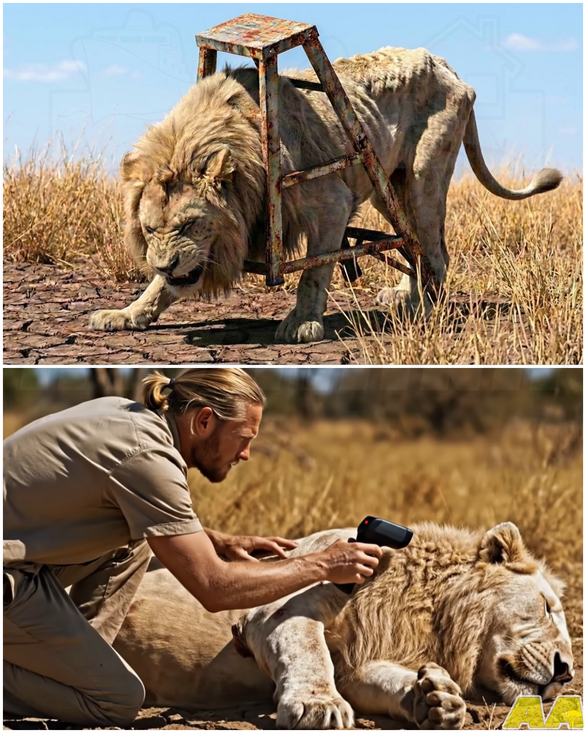 🎰 A Man Discovers a Lion Dying for 2 Years Trapped in a Ladder. Then Their Incredible Story Begins!