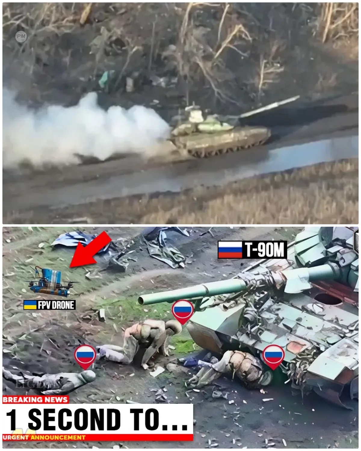 Russian T-90M Breaks Through Ukrainian Defenses